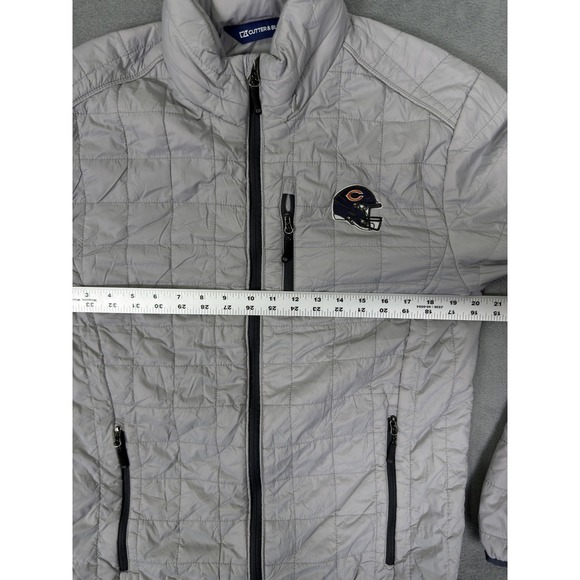 Cutter & Buck Jacket Mens Small Gray Quilted Puffer Hooded Chicago Bears - Picture 7 of 13
